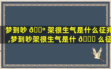 梦到吵 🐺 架很生气是什么征兆,梦到吵架很生气是什 💐 么征兆女人